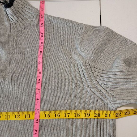 Sebastian Cooper Mens Quarter Zip Sweater Large Pullover Mock Neck Gray - Picture 10 of 11
